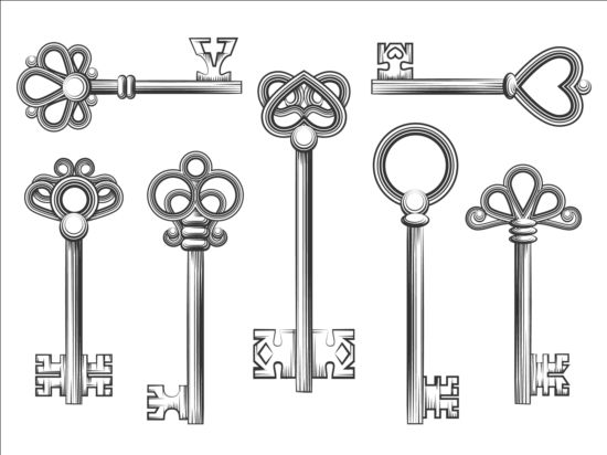 Vintage Schlüssel Vektor Vektor gesetzt 02 Schlüssel Jahrgang   