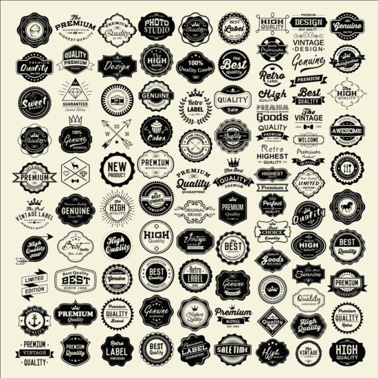 Vintage Retro-Premium-Qualität Labels Vektor vintage Retro-Schrift Qualität premium Etiketten   