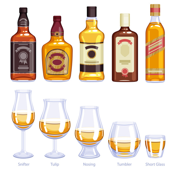 Whisky-Flaschen und Tasse Vektor whisky Flaschen cup   