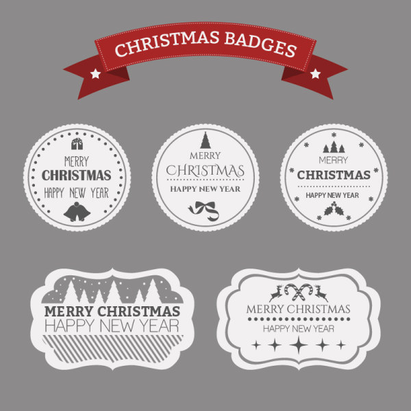 Blanc avec des badges de Noël noir et des étiquettes vecteur Noir Noël étiquettes blanc badges   