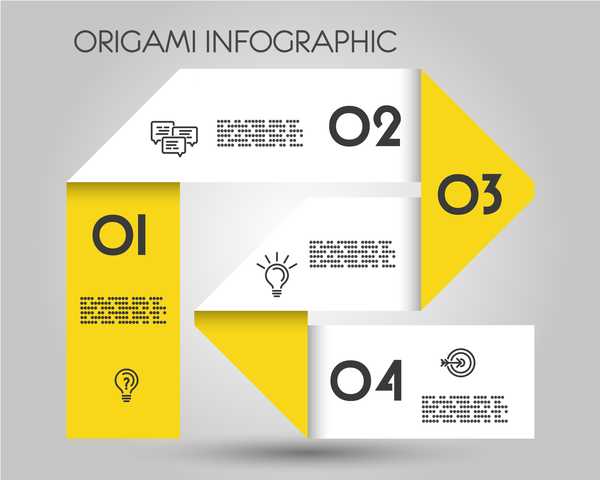 vecteur de modèle infographique origami jaune origami jaune infographie   