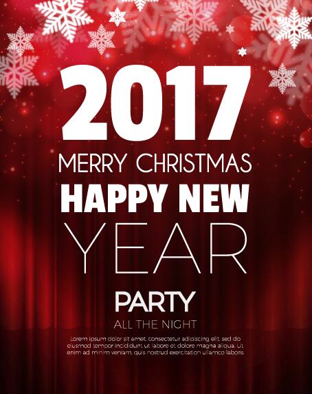 2017 Neujahr mit Weihnachts-Party-Flyer Vektoren gesetzt 03 Weihnachten party Neu Jahr flyer 2017   