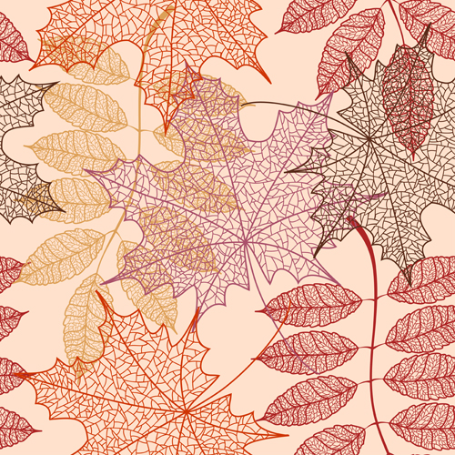 美しい秋の葉ベクトルシームレスパターン04 美しい 紅葉 パターン シームレス   