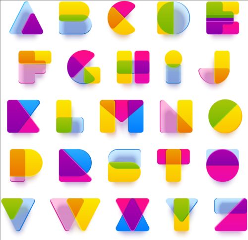 Vecteurs d’alphabets colorés brouillés colorés brouillés alphabets   