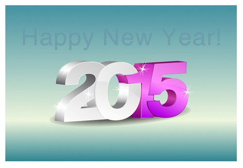 明るい 3D 2015 の新しい年のテキストデザインのベクトル 明るい 新年 2015   