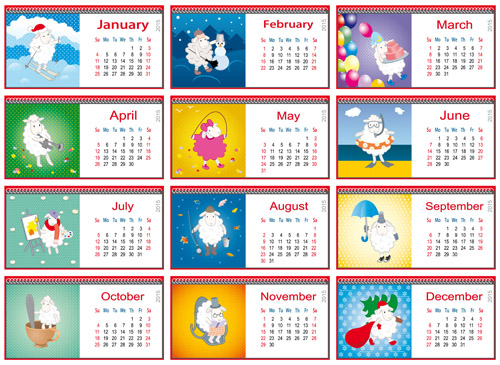 Kalender 2015 und lustige Schafvektorgrafik 04 Schafe Kalender funny 2015   