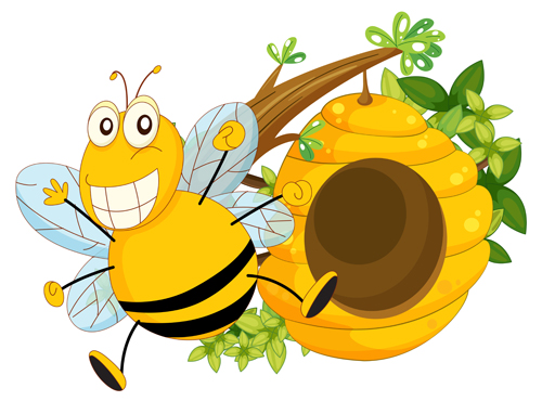 Cartoon-Biene und Bienenstöcke Vektormaterial 07 cartoon Bienenstöcke Biene   