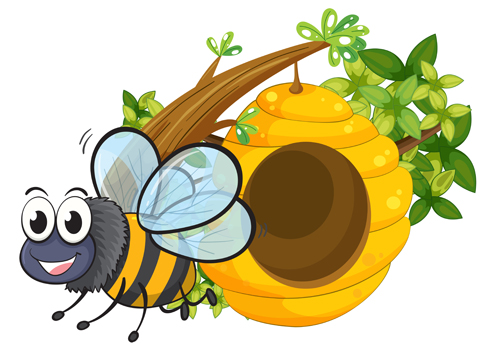 Abeille de dessin animé et ruche vecteur matériel 16 ruche dessin animé abeille   