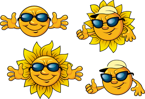 Tournesol de dessin animé avec le vecteur de lunettes de soleil tournesol lunettes de soleil cartoon   