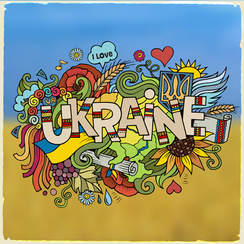 Cartoon Ukraine style dessiné à la main fond 02 Ukraine dessiné à la main dessin animé   