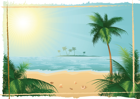 Charmante plage de soleil design vecteur fond 02 soleil plage fond vectoriel Charme   