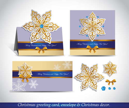 Enveloppe de carte de voeux de Noël avec Noël décoratif vecteur 03 salutation Noël enveloppe décoratif carte   