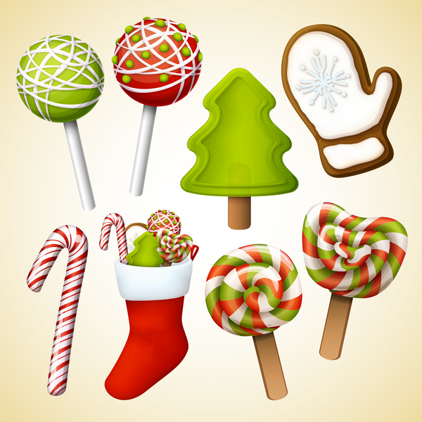 Weihnachten süße Süßigkeiten Vektor-Set Weihnachten Süßigkeiten Süßes   
