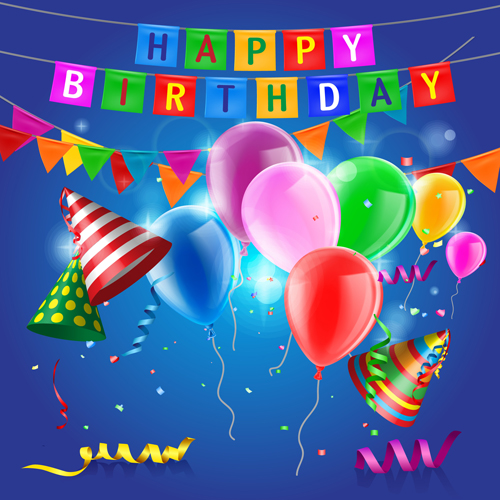 Konfetti mit farbigen Luftballons Geburtstagshintergrund 02 Konfetti Hintergrund Geburtstag ballons   