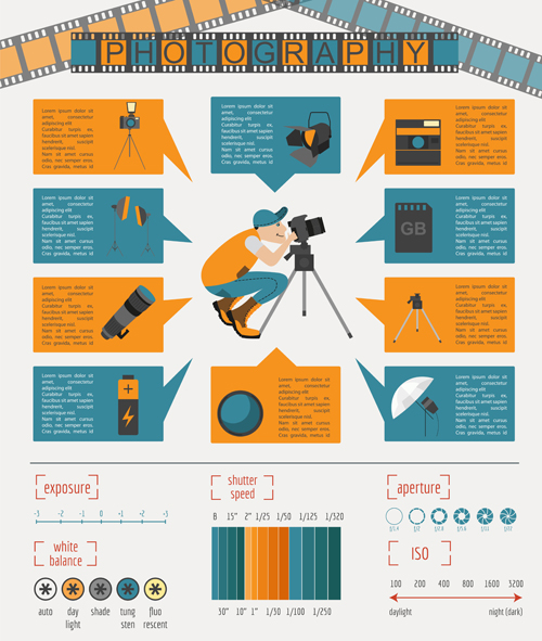 Creative Fotografie Infografiken Design-Vektoren 06 Infografik Fotografie   