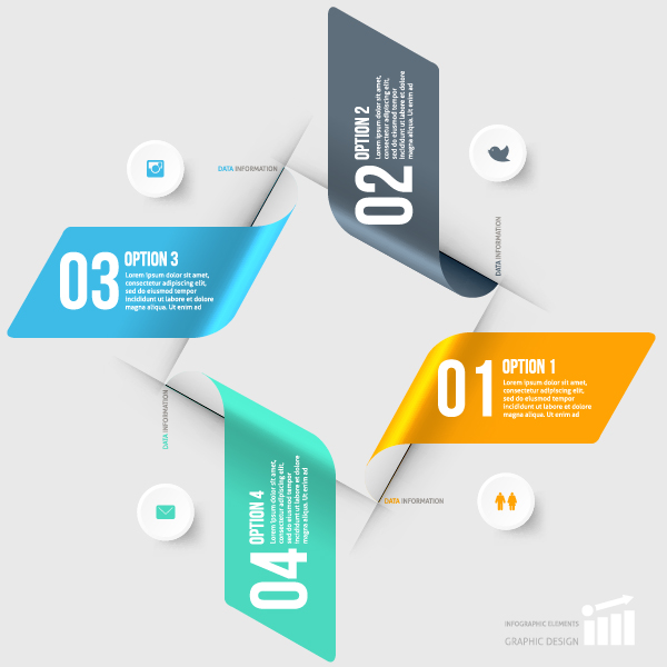 Geschwungene Papier nummerierte Infografie-Vektor papier nummeriert Infografik curled   