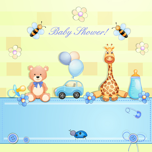 Niedliches Spielzeug mit Baby-Card-Vektor 02 Kartenvektor Karte cute baby   