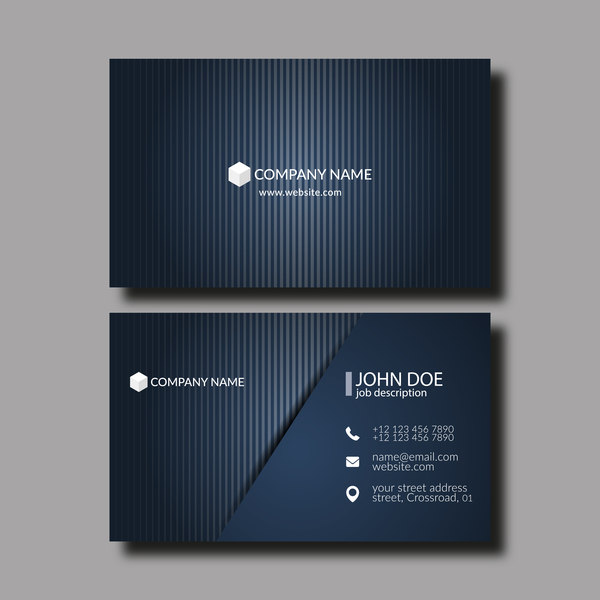 ダークブルーの名刺テンプレートベクター01 暗い ブルー ビジネス カード   