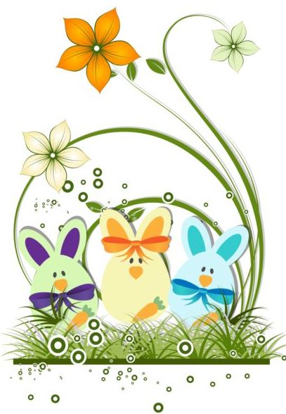 Fond de Pâques avec le vecteur décoratif de fleur 01 Pâques fleur décoratif   