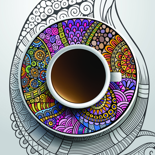 Ethnische Musterornamente und Kaffeetassen Vektor 02 tasse Ornamente ornament Muster kaffeetasse ethnic cup   