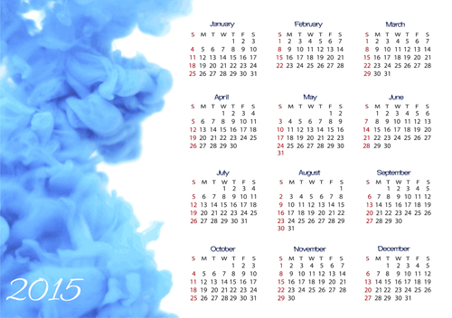 Encre nuage 2015 calendrier vecteur Design nuage encre calendrier 2015   