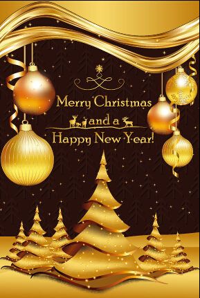 Luxuriöser goldener Weihnachtshintergrund mit baumem Vektor 02 Weihnachten Luxus Kugeln Hintergrund gold   