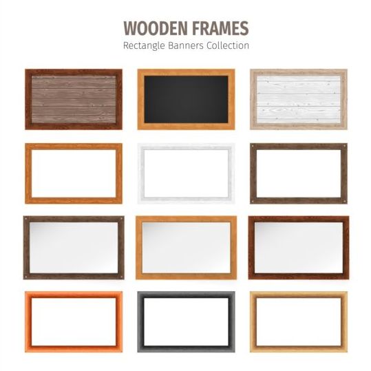 Vecteur de cadres en bois rectangle rectangle en bois cadres   