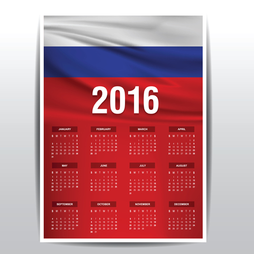 Russisches Start-Kalender-Vektormaterial 05 Russisch Kalender Gitter 2016   