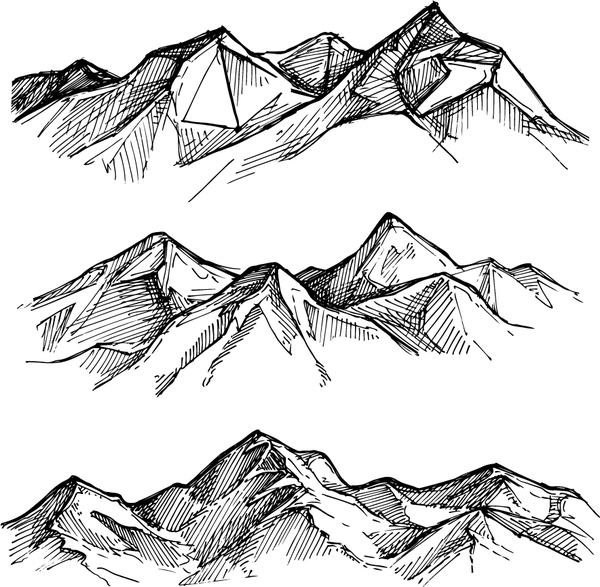 Sketch-Berge handgezeichneter Vektor 03 Skizze hand gezeichnet Berge   