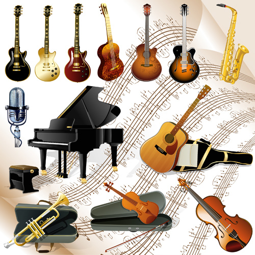 Ensemble vectoriel de musique instruments graphiques 03 musique musical instruments de musique instruments   
