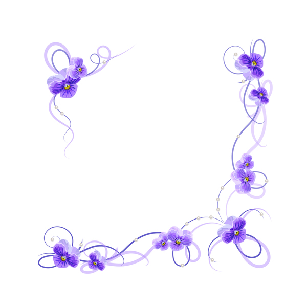 Fleur violette avec le vecteur de décor d’angle violet fleur decor coin   