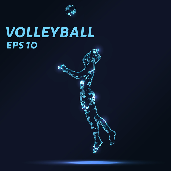 Volleyball mit Punkten 3D-Vektor volleyball Punkte Linien   