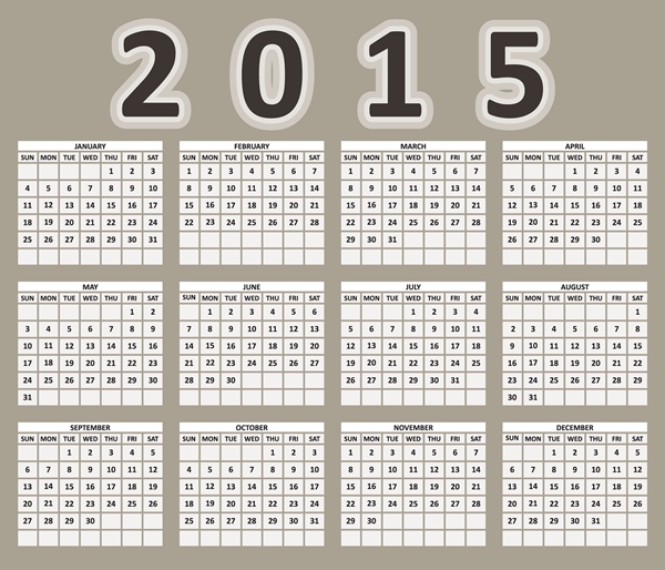 2015 Gitterkalender kreative Design-Vektor 01 Kreativ Kalender grid 2015   