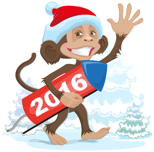 2016クリスマス変な猿ベクトル05 面白い 猿 クリスマス 2016   
