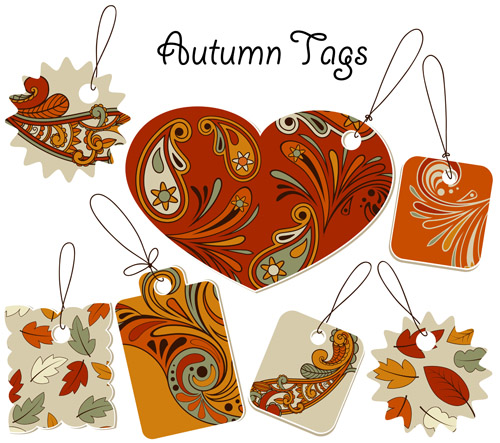 L’automne floral Tags Design vecteur tags floral automne   