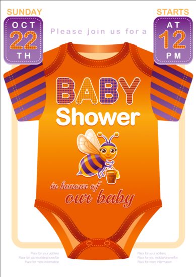 Carte de shower de bébé avec des vêtements vecteur 06 vêtements douche carte Bébé   