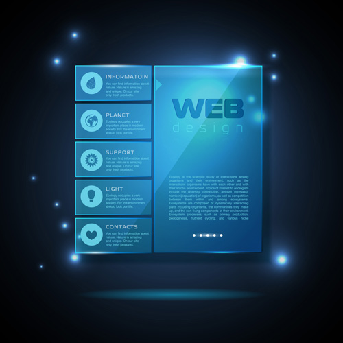 Blaue Web-Infografie-Vorlage Design-Vektor 02 Vorlage Infografik Blau   
