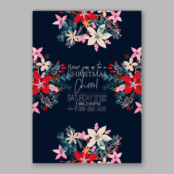 エレガントな花ベクトル14とブルーウェディングカードテンプレート 青 花 結婚式 カード エレガントな   