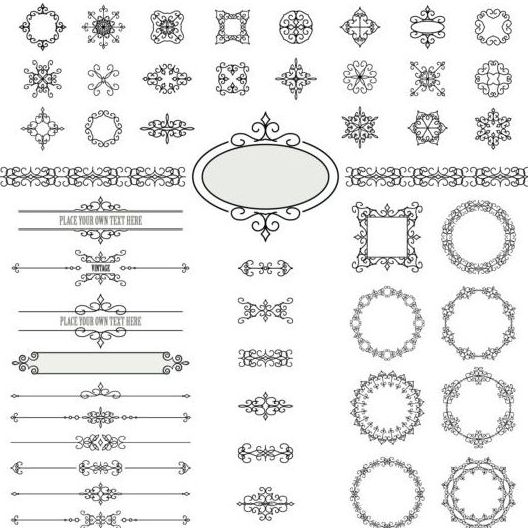 Kalligraphische Ornamente mit Blumenbildern Vektor 01 Rahmen Ornamente Kalligrafie floral   