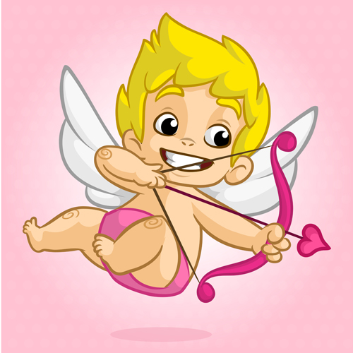 Cartoon-Cupid mit Bogenvektoren gesetzt 01 mit cupid cartoon Bogen   