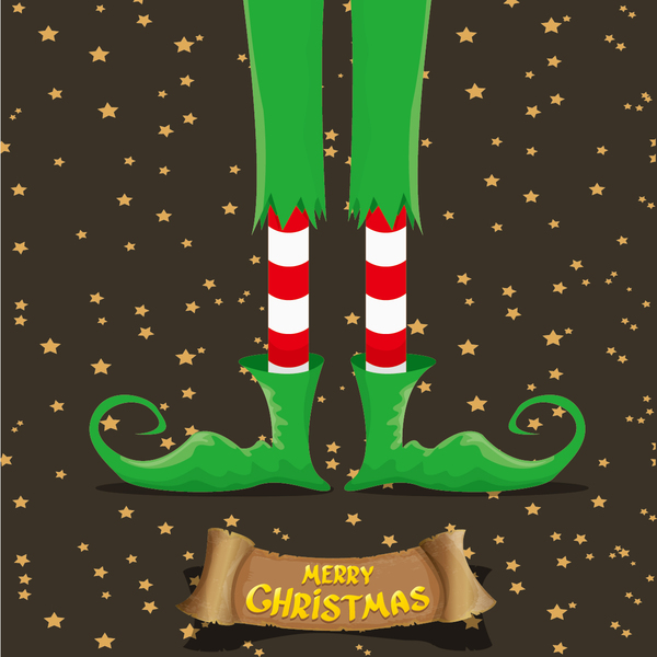 漫画の elfs 脚とレトロなクリスマスバナーベクター08 足 漫画 レトロなフォント バナー クリスマス elfs   