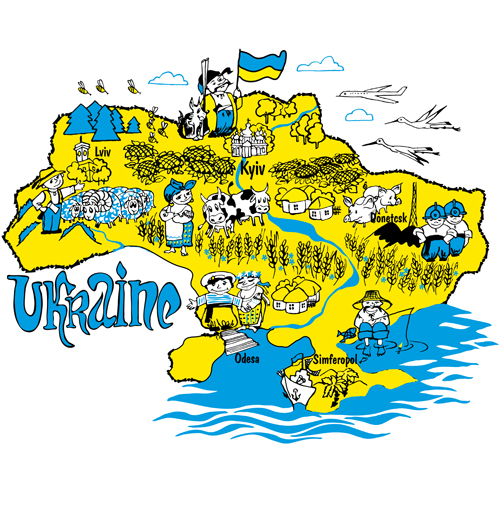 Cartoon Ukraine style dessiné à la main fond 01 Ukraine dessiné à la main dessin animé   