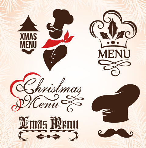 Éléments de conception de menu de Noël vecteur ensemble 01 Noël menu éléments de conception elements   