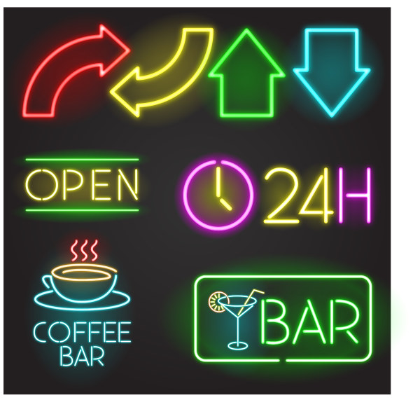 Symbole de restaurant de couleur de bâtons de lumière et vecteur de logos 01 symbole restaurant logos couleur bâtons légers   