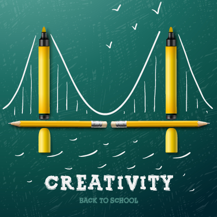 Kreativitätsschule Design Vektorhintergrund 03 Vector-Hintergrund Schule Kreativität   