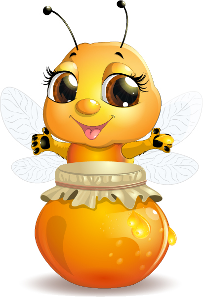 Abeille mignonne avec le miel jar vecteur 01 mignon miel bocal abeille   