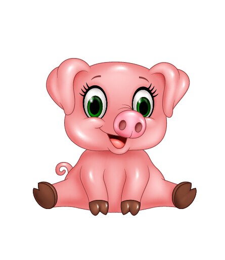 Vecteur mignon de dessin animé de cochon rose mignon dessin animé cochon   