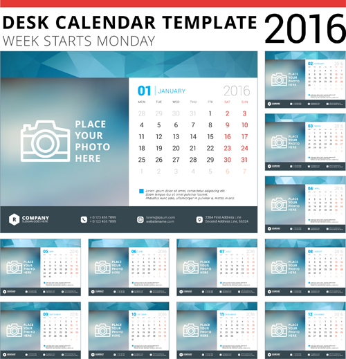 Schreibtisch Kalender Vorlage 2016 Vektormaterial 05 Schreibtischkalender Schreibtisch material Kalender 2016   