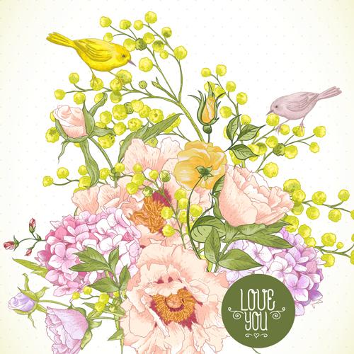 描画春の花ベクトル背景アート01 花 背景 春 図面   