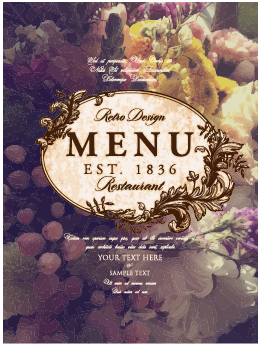Blumenrestaurants Menü abdecken Vintage-Stile Vektor 08 vintage restaurant flower cover   